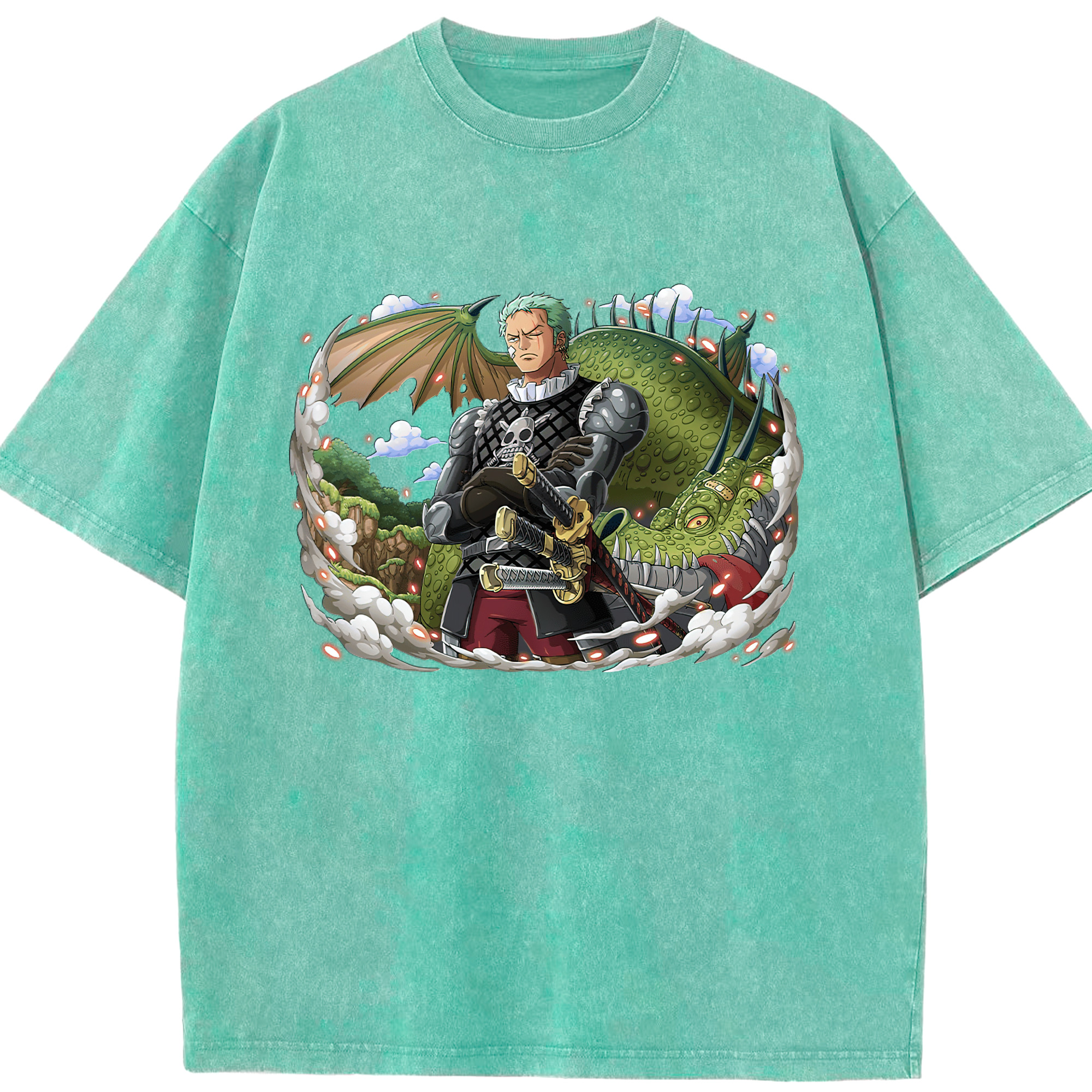 ワンピース ロロノア・ゾロ ONE PIECE Roronoa Zoro 綿100% ヴィンテージ風 半袖Tシャツ（フロントプリント）
